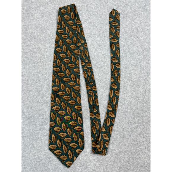 J. Garcia Landscape With Eye Collection Ten Leaf Print Silk Tie - Picture 1 of 7